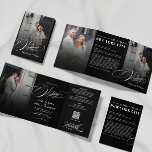 Faire-part de mariage triptyque photo élégant roma