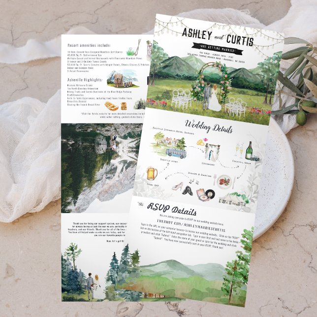 Faire-Part de Mariage Triptyque Rustique Forêt Mon (Créateur téléchargé)