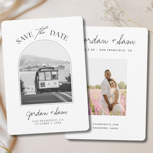 Faire-part de mariage Trolley de San Francisco Noi (San Francisco Trolley Black & White Save the Date Invitation
)