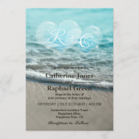 Faire-part de mariage tropical de bulle de coeur
