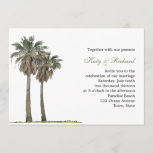 Faire-part de mariage tropical de palmiers