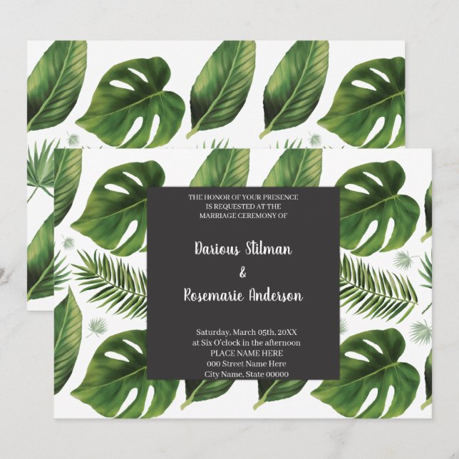 Faire-part de mariage Tropical Palm (Devant / Derrière)