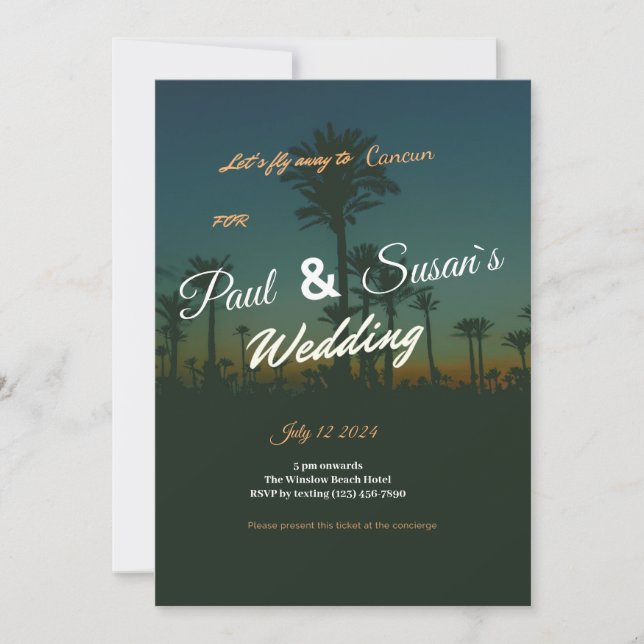 Faire-part de mariage Tropical Palm (Devant)