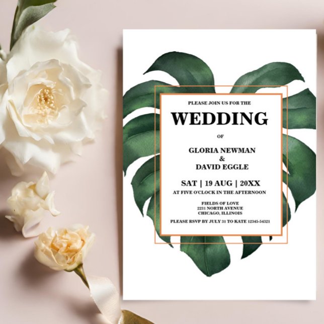 Faire-part de mariage Tropical Palm Leaf Monstera (Créateur téléchargé)