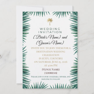 Faire-part de mariage tropical | Palmier et feuill