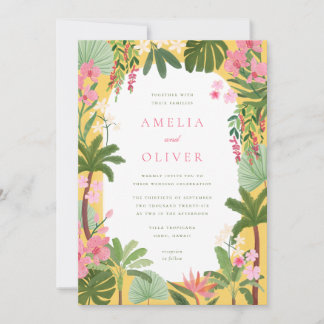 Faire-part de mariage tropical peint
