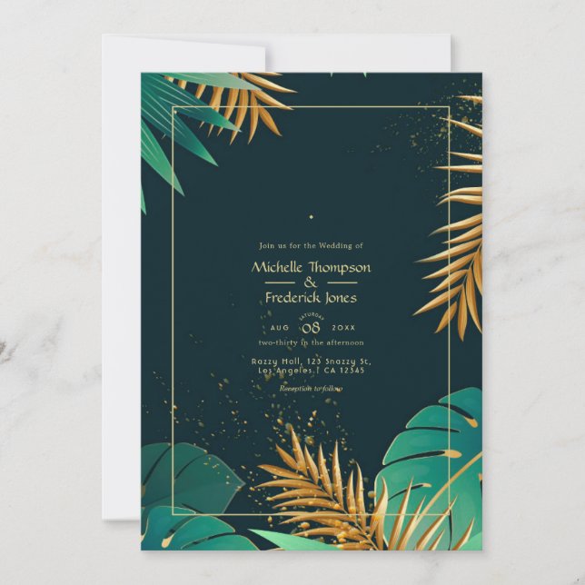 Faire-part de mariage tropicale (Devant)