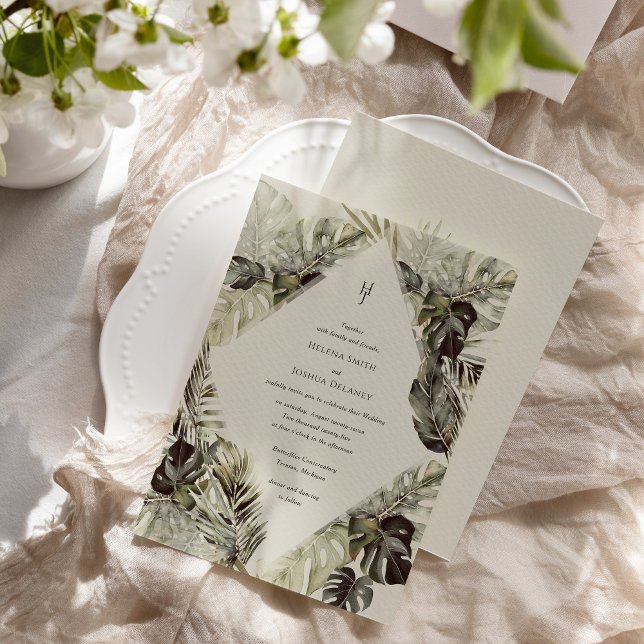 Faire-part de mariage tropicale - Conception botan (Créateur téléchargé)