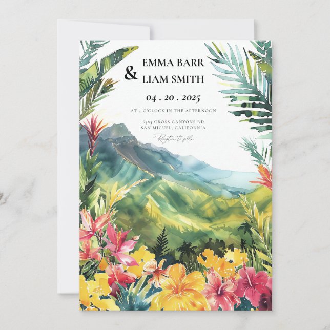 Faire-part de mariage tropicale de Maui Hawaii (Devant)
