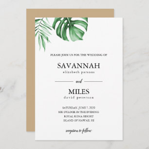 Faire-part de mariage tropicale en feuille de palm