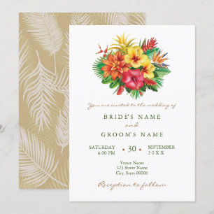 Faire-part de mariage tropicale fleurie colorée