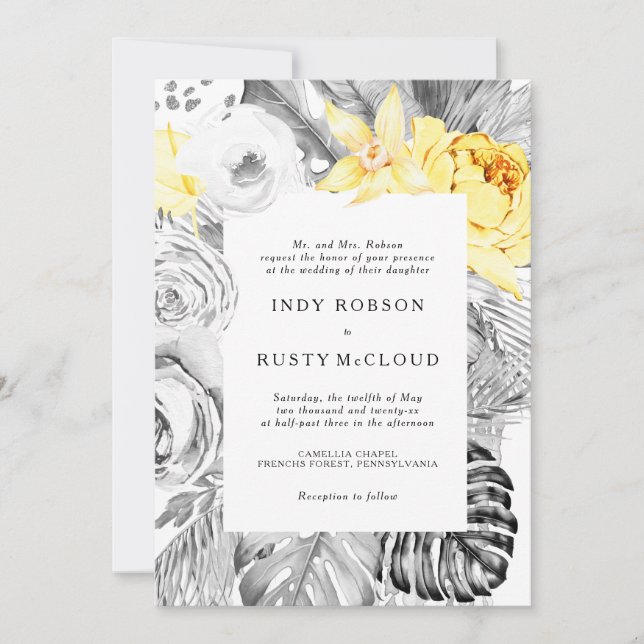 Faire-part de mariage tropicale moderne (Devant)
