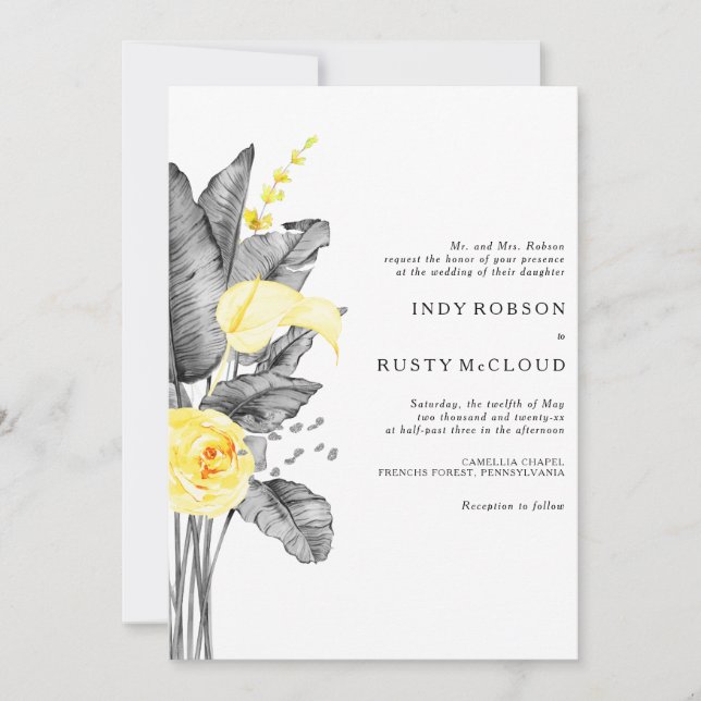 Faire-part de mariage tropicale moderne (Devant)