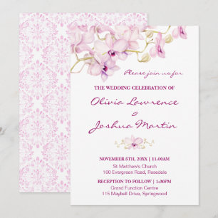 Faire-part de mariage tropicale pourpre orchidée