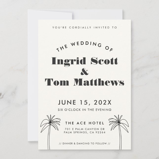 Faire-part de mariage tropiques minimalistes (Devant)