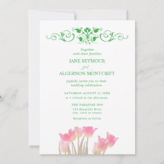 Faire-part de mariage tulipe à l'aquarelle