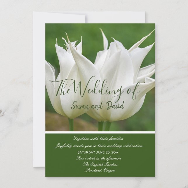 Faire-part de mariage tulipe blanche (Devant)