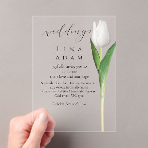 Faire-part de mariage Tulipe en Acrylique Transpar