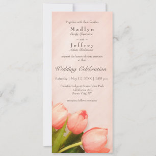 Faire-part de mariage tulipe rose pâle