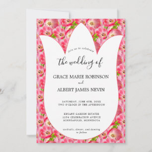 Faire-part de mariage Tulipes Aquarelles Roses