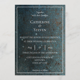 Faire-part de mariage Turquoise bleu, or et cuivre