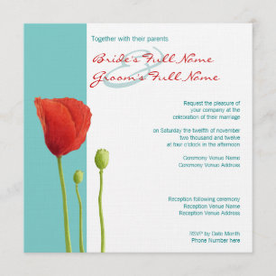 Faire-part de mariage turquoise de Red Poppy