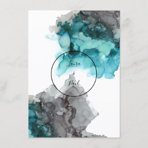 faire-part de mariage Turquoise et gris