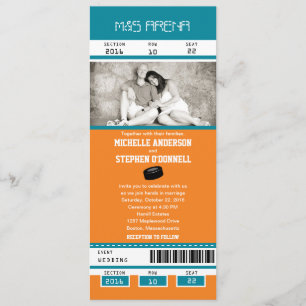 Faire-part de mariage turquoise et orange de