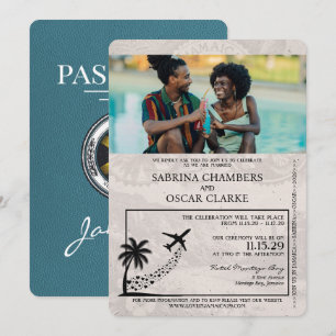 Faire-part de mariage turquoise Jamaica Passport