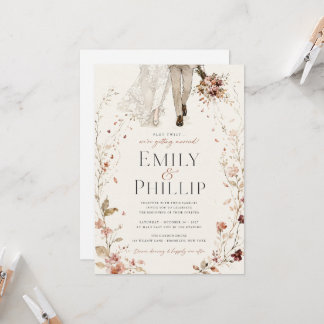 Faire-part de mariage Twist de l'aquarelle en terr