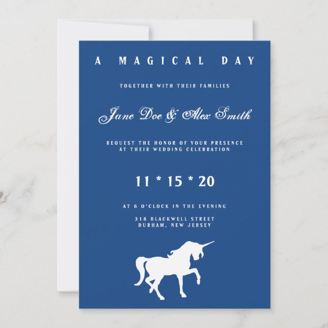 Faire-part de mariage Unicorne blanche (Devant)