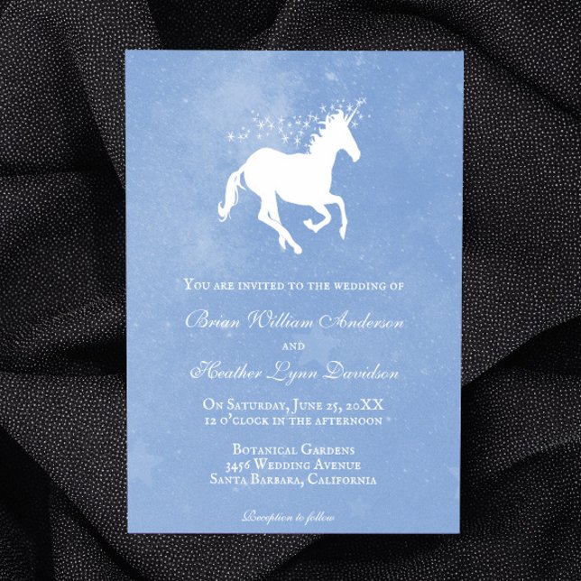 Faire-part de mariage Unicorne Bleue (Blue Unicorn Wedding Invitation)