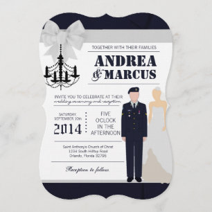 Faire-part de mariage uniforme de la mariée blues 