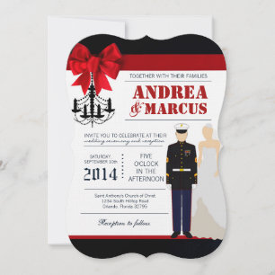 Faire-part de mariage uniforme de mariée marine 5x