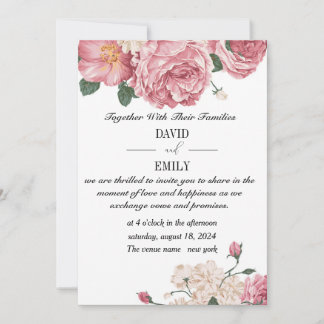 Faire-part de mariage unique avec des roses rouges