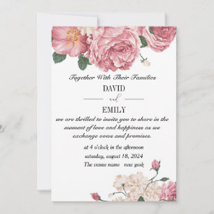 Faire-part de mariage unique avec Roses rouges et