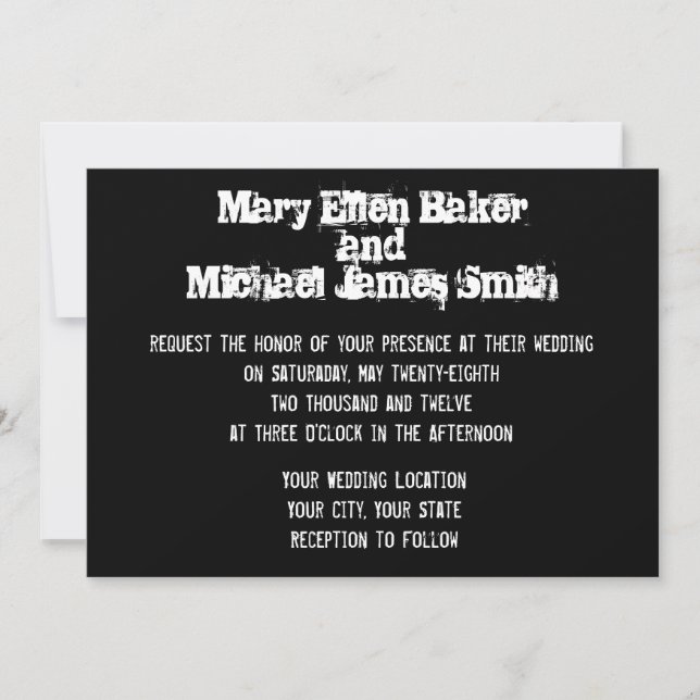 Faire-part de mariage urbain de graffiti (Devant)