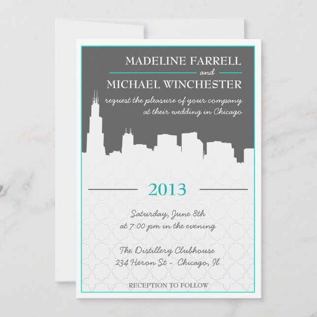 Faire-part de mariage urbain moderne d'horizon de (Devant)