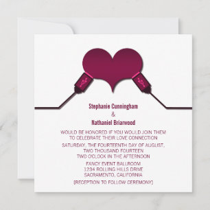 Faire-part de mariage USB Love Connection, Fuchsia