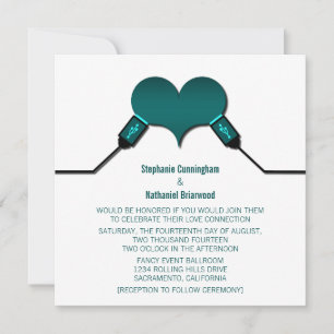 Faire-part de mariage USB Love Connection, Turquoi