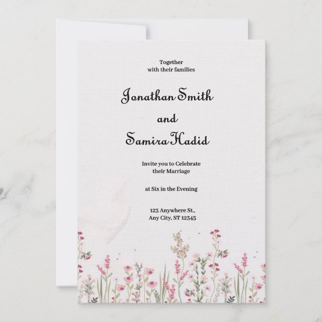 Faire-part de mariage végétal minimaliste (Devant)