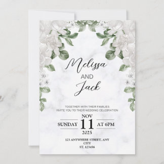 Faire-part de mariage végétal minimaliste