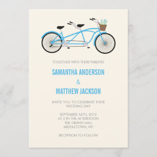 Faire-part de mariage vélo tandem - bleu