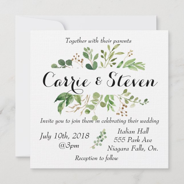 Faire-part de mariage verdoyant d'Eucalyptus (Devant)
