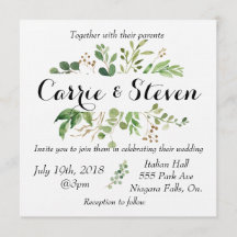 Faire-part de mariage verdoyant d'Eucalyptus