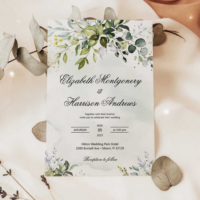 Faire-part de mariage verdoyant, Mariage Eucalyptu (Créateur téléchargé)