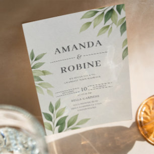 Faire-part de mariage verdoyant minimaliste