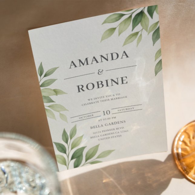 Faire-part de mariage verdoyant minimaliste (Créateur téléchargé)