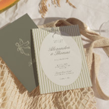 Faire-Part de Mariage Vert à Rayures Capriceux