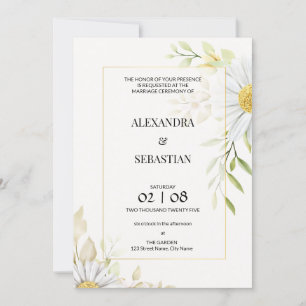 Faire-part de mariage vert Chrysanthemum